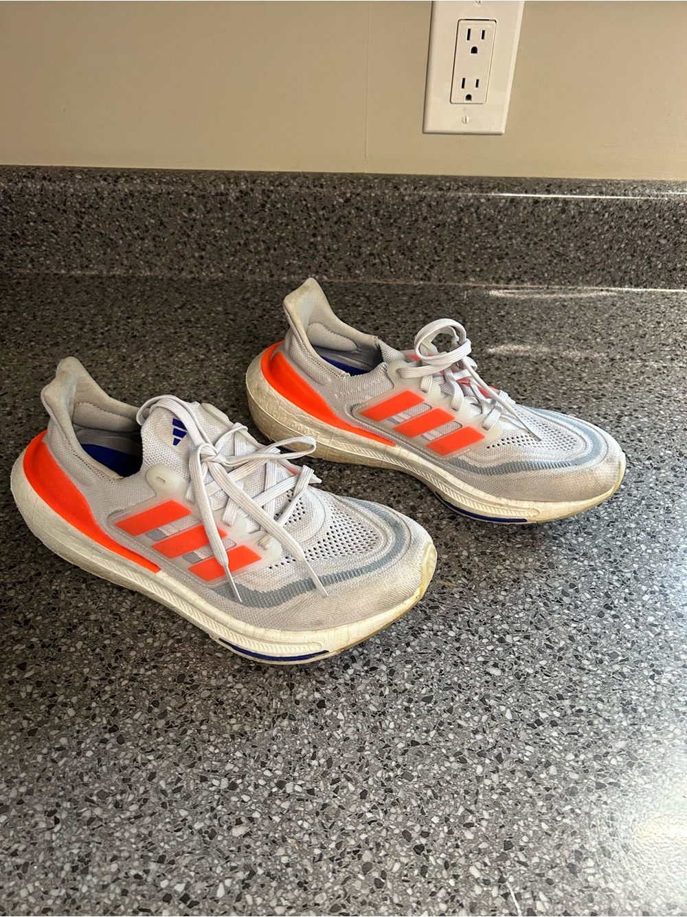 adidas White and Orange Men’s Athletic Running Shoes
